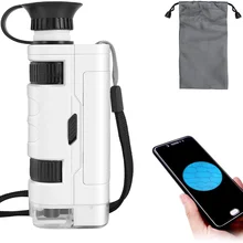 Kids Microscope Toy 80X-120X Beginner Mini LED Lighted Pocket Zoom Microscope Science Kit Naked Eye and Mobile Phone Observation