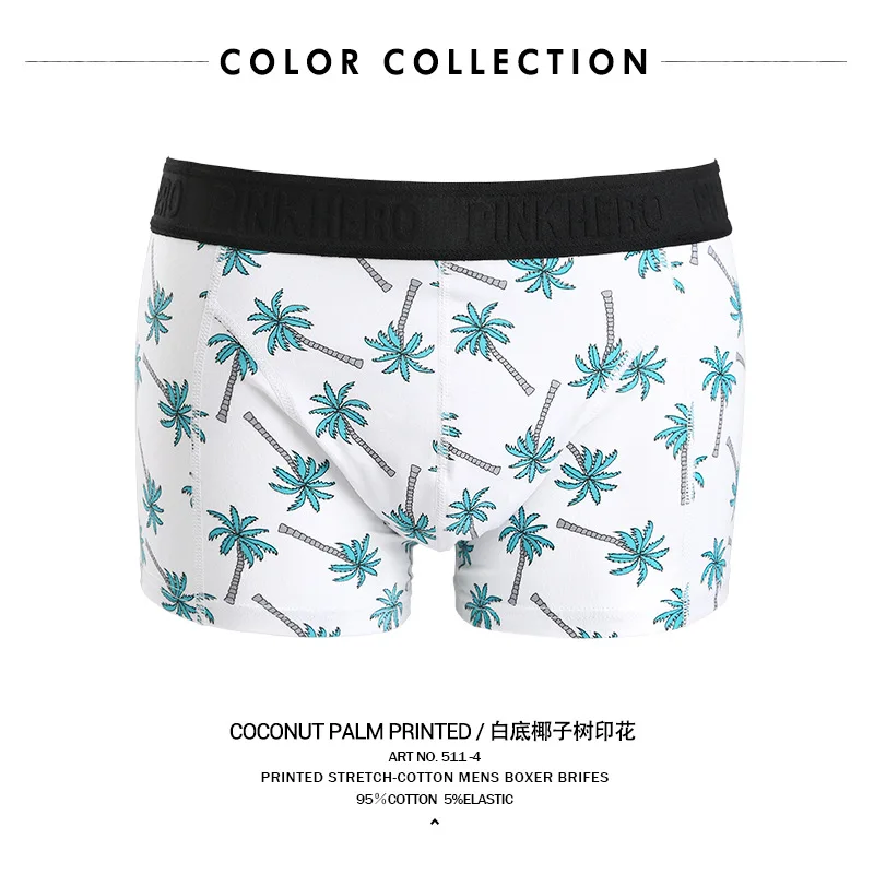 PINK HEROES Underwear Brand Boxer Shorts Men Lingerie Cotton Male Printing Underpants Watermelon Flowered Ice Cream Coconut Tree cute love ice cream 100% cotton printing soft towel