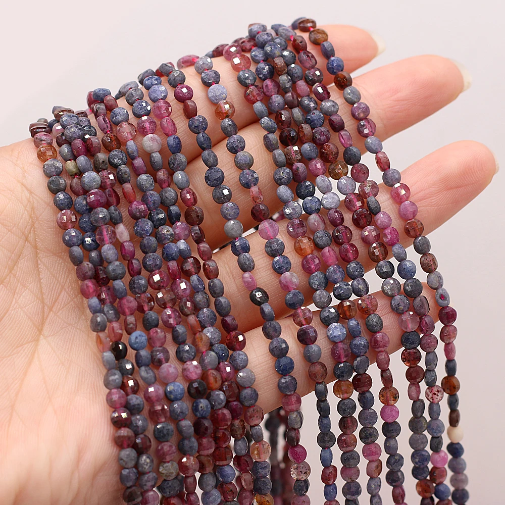 

Natural Semi-precious Stone Oblate Section Beads Ruby Sapphire 4mm For DIY Necklace Earrings Accessories Gift Length 38cm