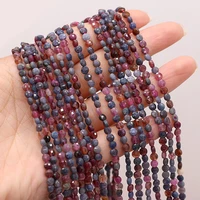 natural semi precious stone oblate section beads ruby sapphire 4mm for diy necklace earrings accessories gift length 38cm