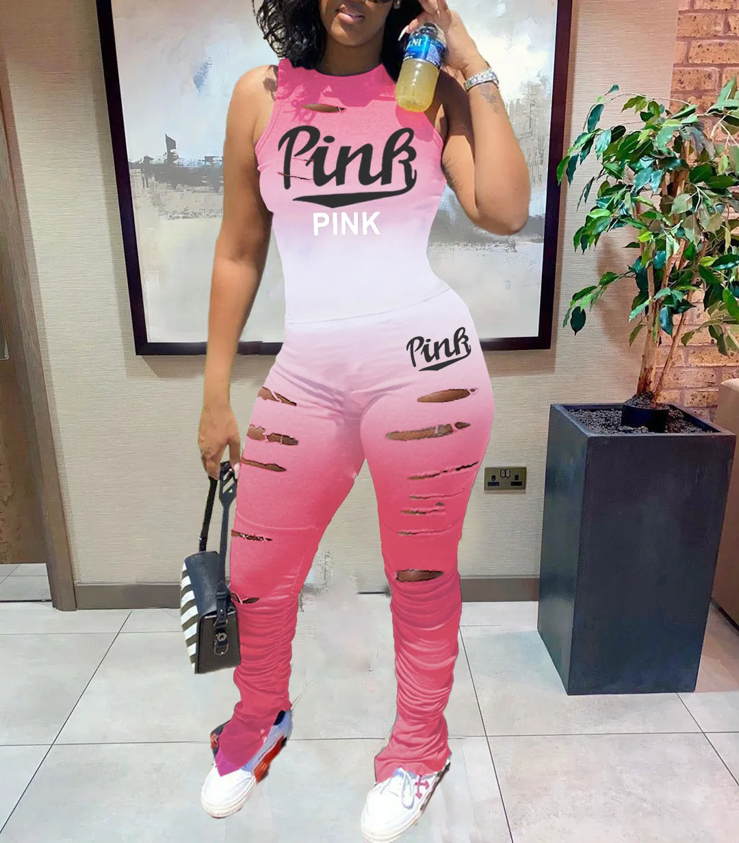 

Letter Pink 2021 Hot Sale New Design Style Women Casual Clothing Sweatwear Sweet Sexy Fashion Soft Good Fabric Cool Soft P1097