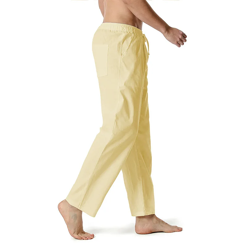 Мужские брюки из льна и хлопка летние свободные легкие с эластичной талией 0224-2 |