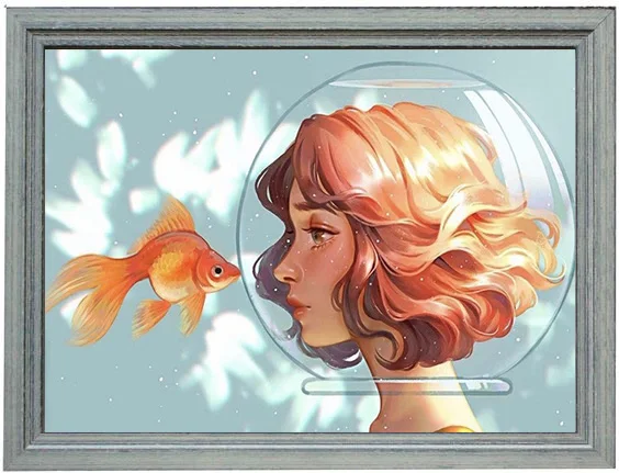 

SenyuArt Diamond Painting Cross Stitch Pattern 5D Diamond Embroidery "Gold Fish Woman" Home Decor DIY Diamond Art