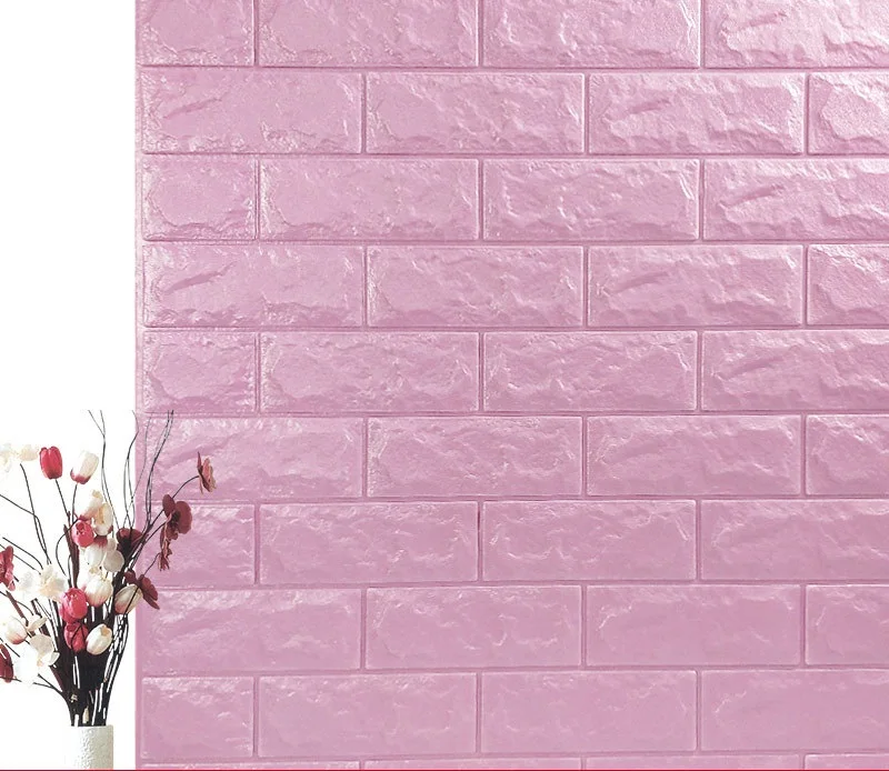 Light Purple 70*77 см DIY самоклеющиеся 3D кирпичные настенные наклейки Декор для гостиной пенопластовое водонепроницаемое покрытие для стен для детей Rm tv Background-W001 - Цвет: Light Purple