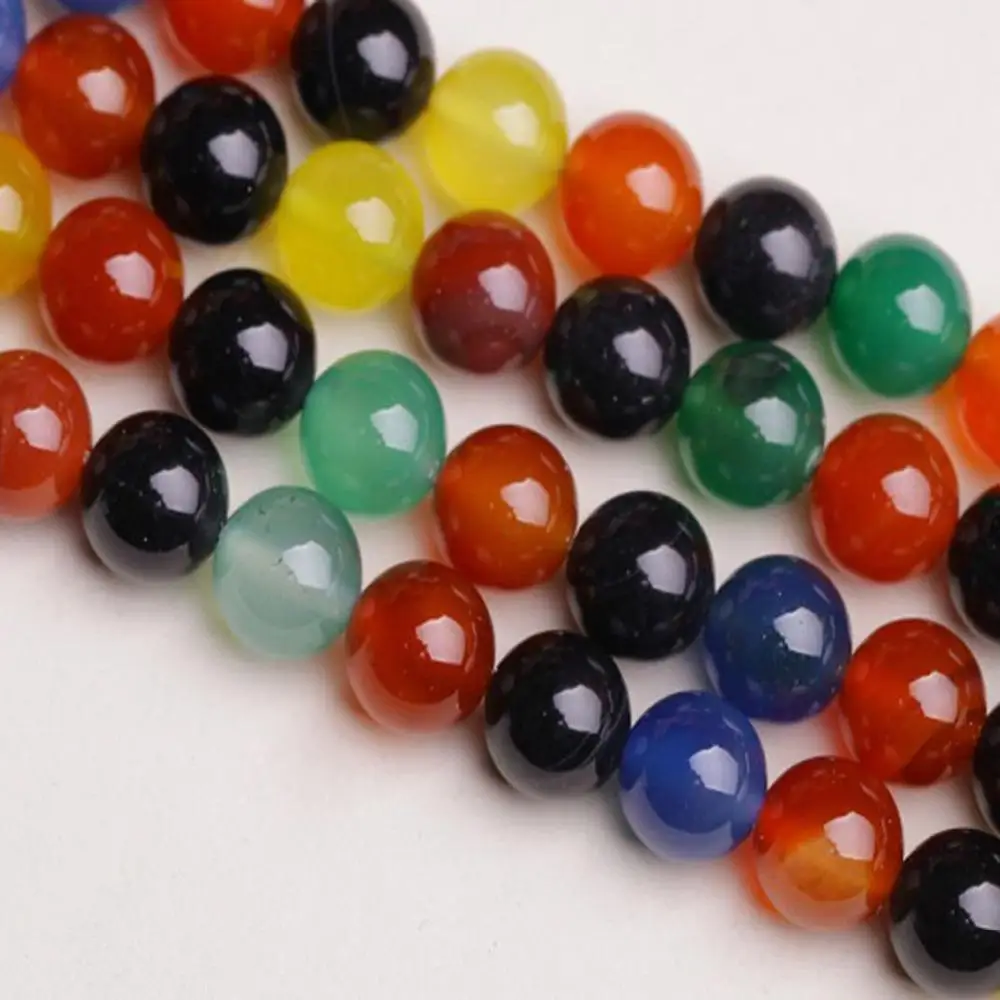 

10mm Natural Colorful Agate Stone Loose Beads Jewelry Making DIY Handmade Necklace Bracelet Holiday Couple Commemorative Gift