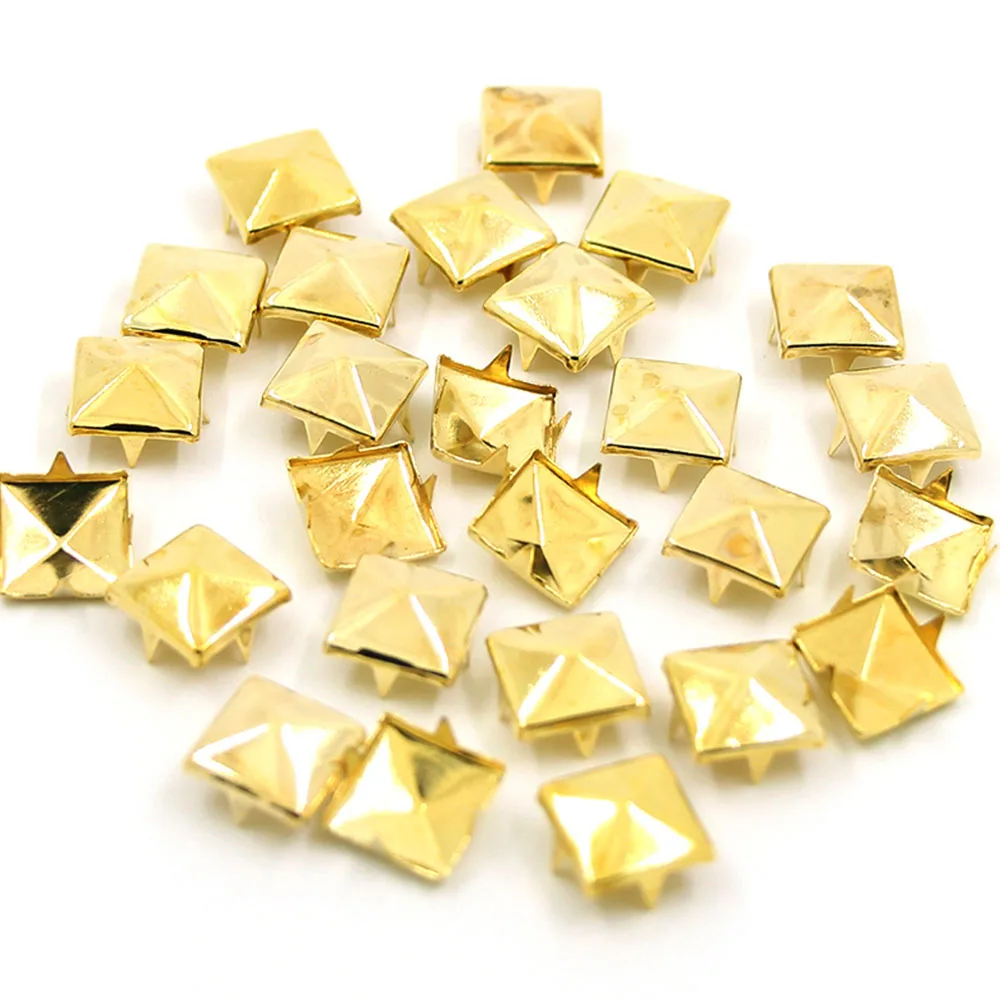 100Pcs Square Rivets 4 Claw Spikes And Studs Punk Leather For Jeans Clothes 6-12MM Gold/Silver/Black/Bronze DIY | Дом и сад