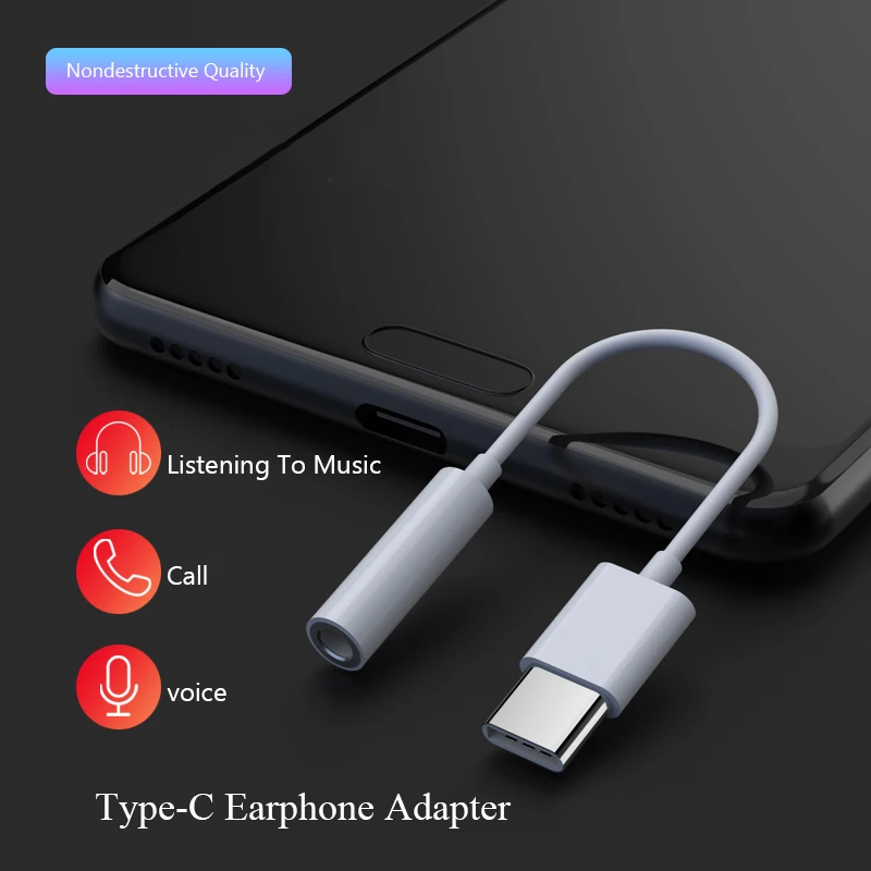 Адаптер для наушников с Type C на 3 5 мм кабель-переходник Huawei P20 Mate 20 XiaoMi аксессуары