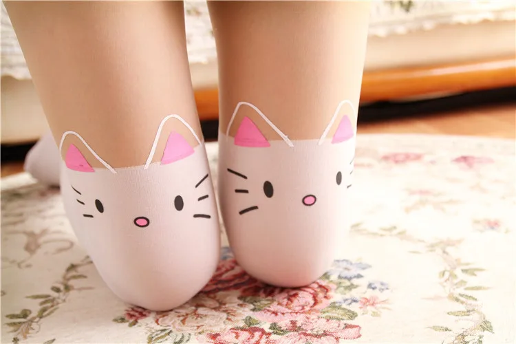 Японские Синдзюку праздник колена печать, шелковые носки hello kitty татуировки с котами, носки, зеленый отдых, высокие колготки