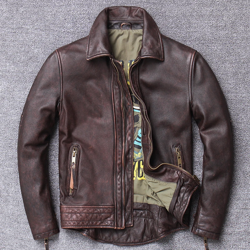 

shipping.2021 New Free genuine Leather jacket.cool Vintage cowhide coat,Men fashion biker style jacket.plus size sales