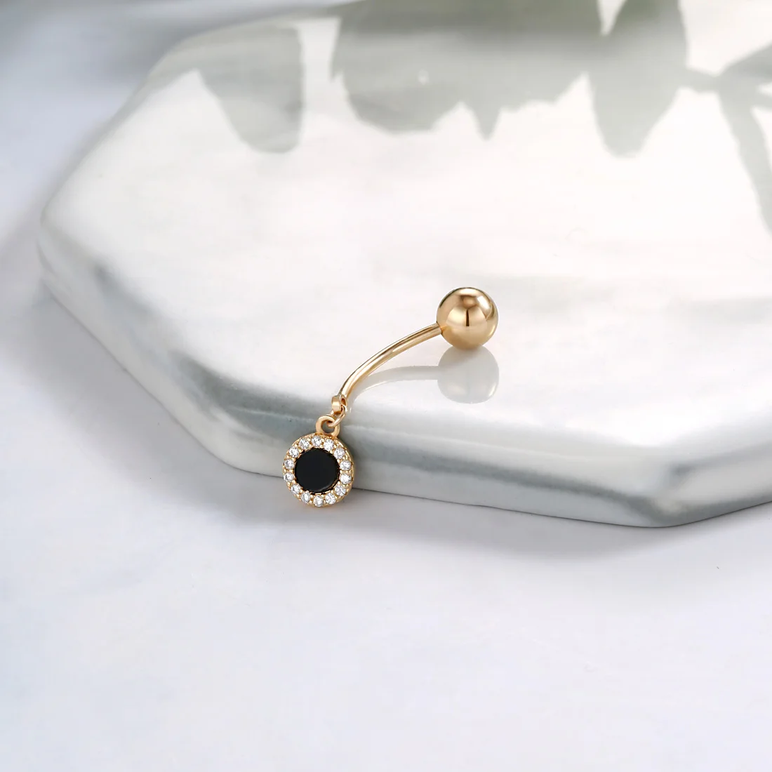 Кольцо Neoglory S925 Серебряное с цирконом для пупка женщин пирсинг тела деликатное