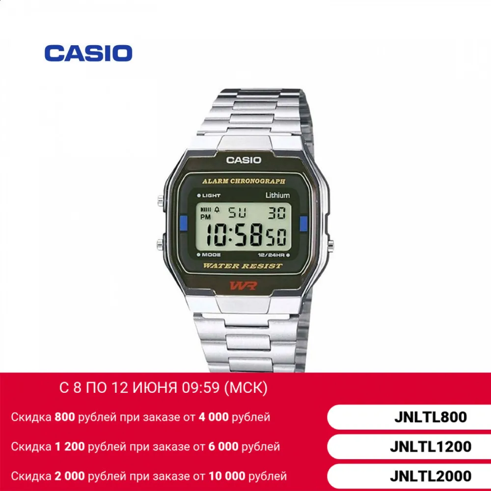 Наручные часы Casio A 163WA 1 мужские электронные на браслете|Кварцевые часы| |