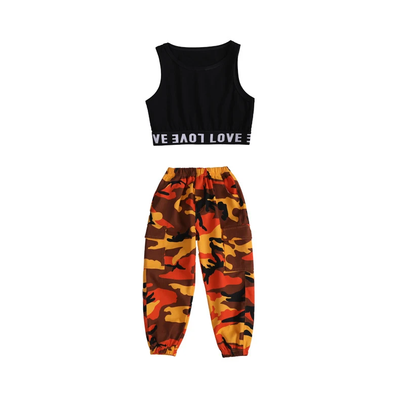 

2021 New Fashion Dance Girls Camouflage Performance Costumes Children's Hip-hop Street Dance Costumes Girls Jazz Clothing Set