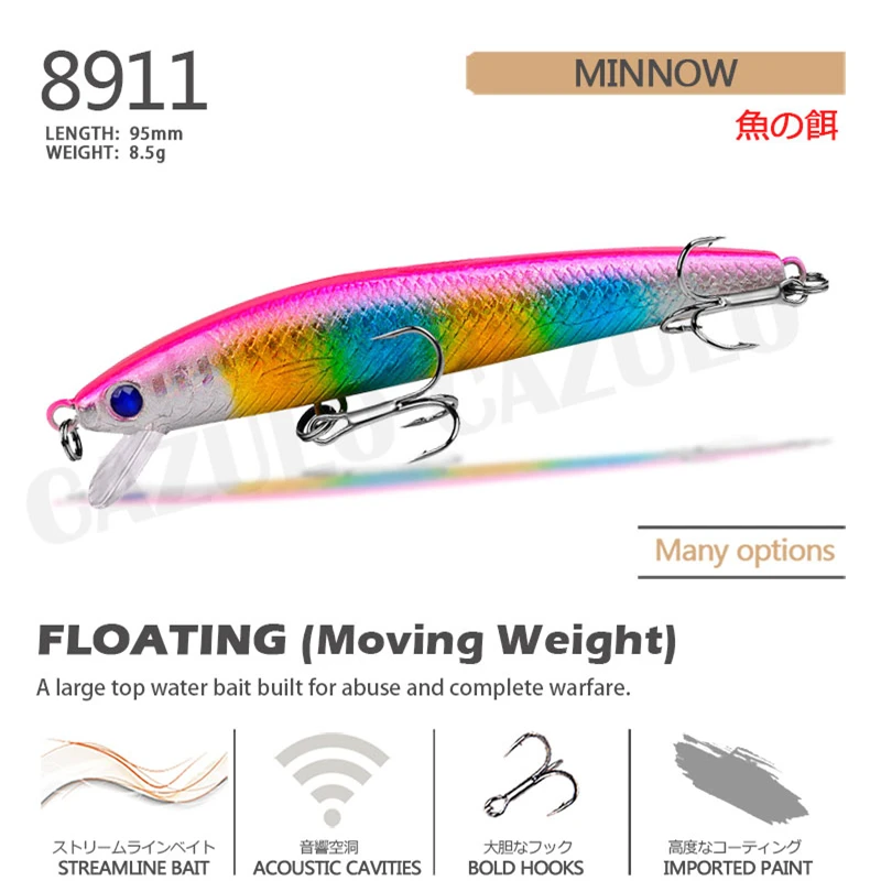 Minnow Fishing Lure Accesorios Weights 8.5g 95mm Floating Artificial Baits De Pesca Articulos Wobblers Trolling Pike Fish Leurre | Спорт и