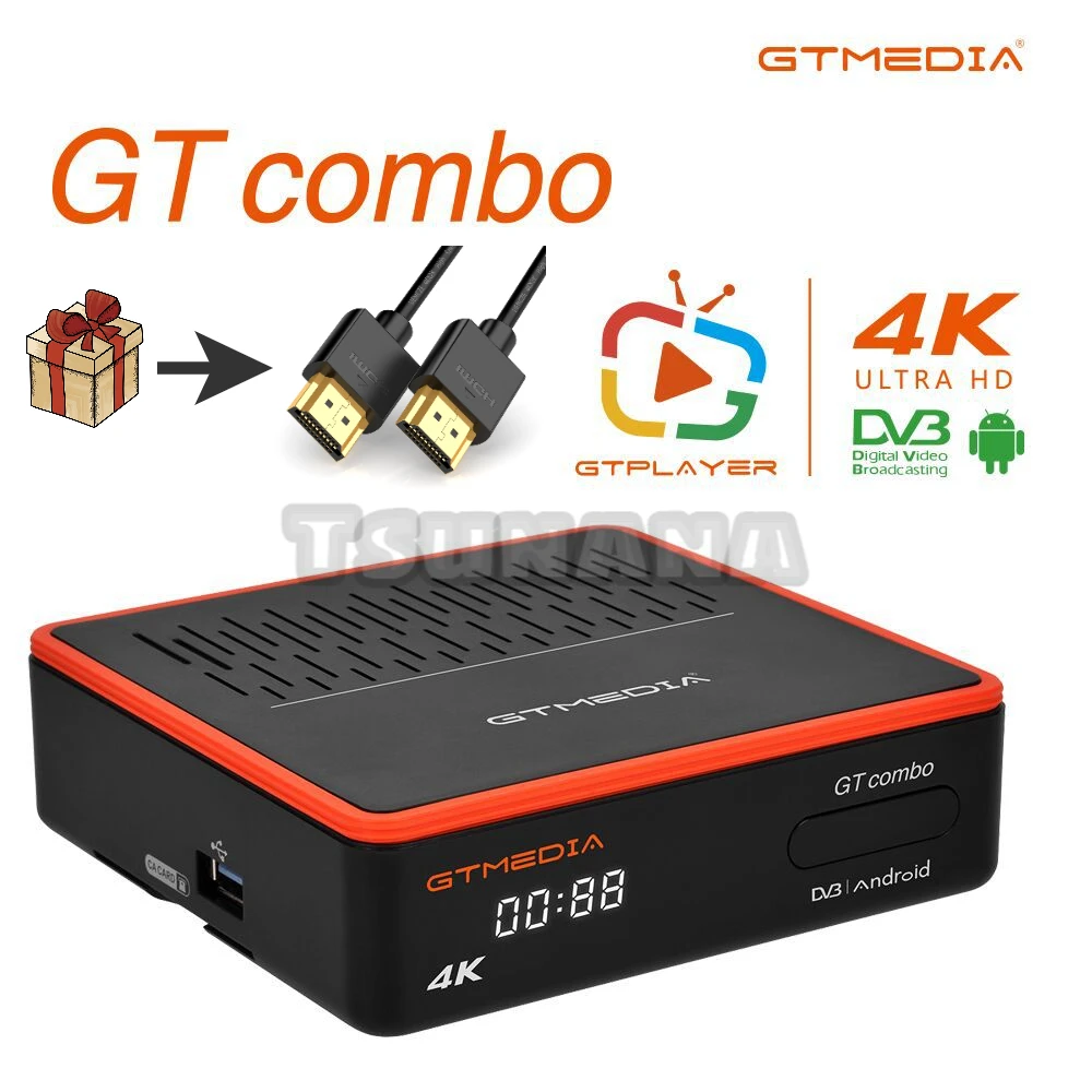 

Satellite TV Receiver GTMEDIA GT Combo DVB-S2/T2/C Receiver ccam BT4.1 4K 8K Android 9.0 2G+16G TV BOX M3U Ccam built-in WiFi