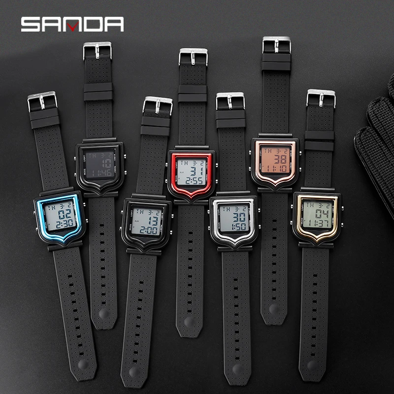 SANDA, спортивные часы, мужские электронные часы, многофункциональные часы, мужские электронные часы, мужские светодиодный электронные часы