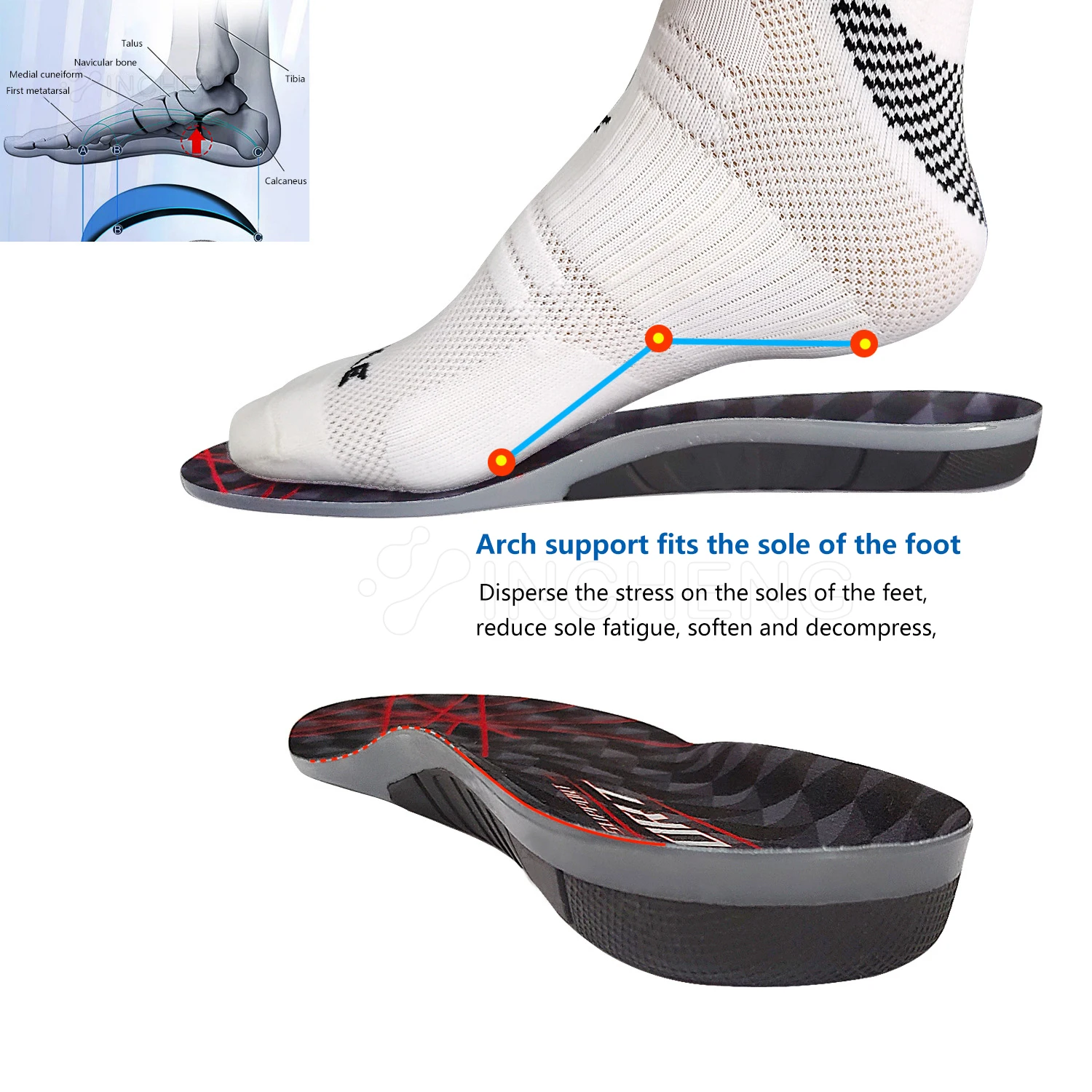 UPAKME Sports Orthopedic Soles Non-Slip Gel Mattress Massaging Insoles Shock Absorption Pads For man women Foot Care Inserts New