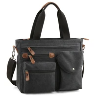 multi function men canvas bag briefcase travel suitcase messenger shoulder tote back handbag large casual business laptop pocket