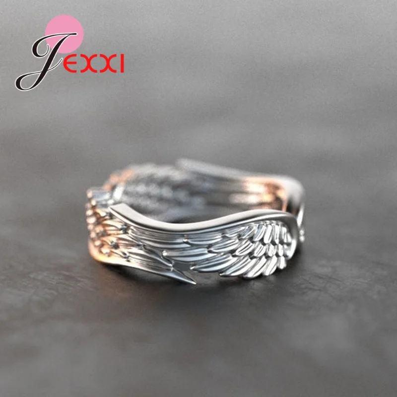 

Angel Wing Pattern Statement Round Finger Rings For Women 925 Sterling Silver New Design Wedding Engagement Promise Jewelry