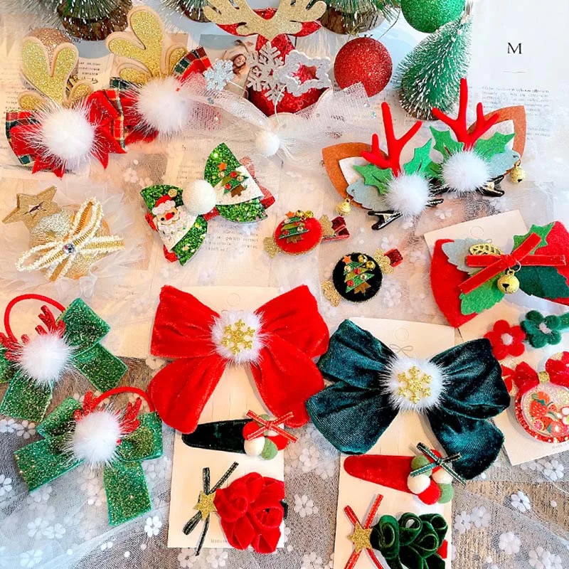 

1PC Christmas Bow-knot Baby Santa Gift Hairpin Girl Elk Hair Clip Kids Christmas Hair Accessories New Year заколки для девочек