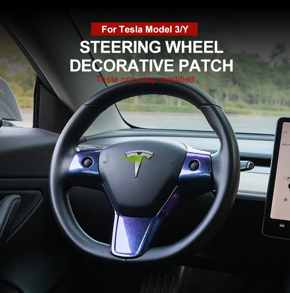 

Starry Sky Interior Modification Accessories Steering Wheel Decorate Patch for Tesla Model 3 Y