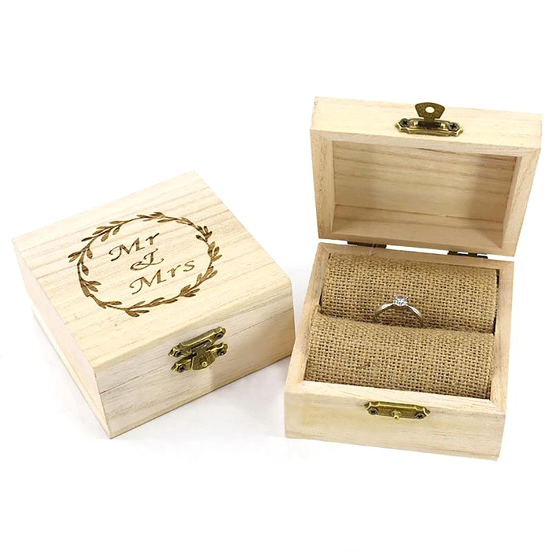 

Wedding Supplies Fashion Rustic Wedding Wood Romantic Ring Box Holder Mr Mrs Letter Wedding Ring Bearer Box Jewelry Case