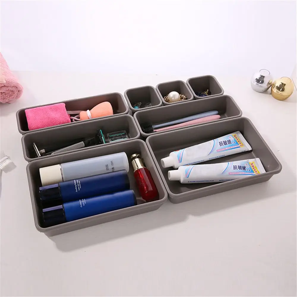 

8pcs/set Adjustable Storage Organizer Trays Make Up Cosmetics Sundries Divider Holder Kitchen Bathroom Closet Desk Jewellery Box