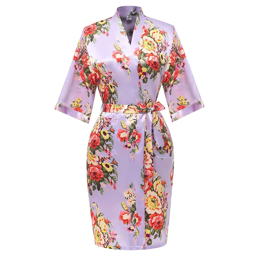 Изысканный цветочный принт женский свадебный халат Мягкая атласная пижама