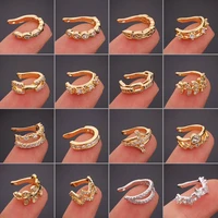 1pc 2020 new brass zircon wrap cuff clip on earrings no pierce earrings fake earring piercing jewellery copper crystal ear cuffs