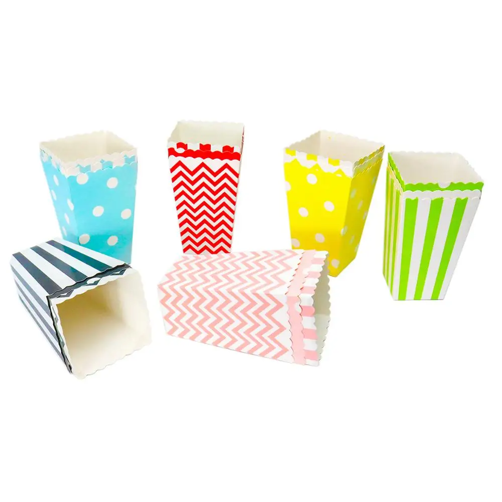 6/12 шт многоцветная полосатая бумажная коробка для попкорна в горошек попкорн