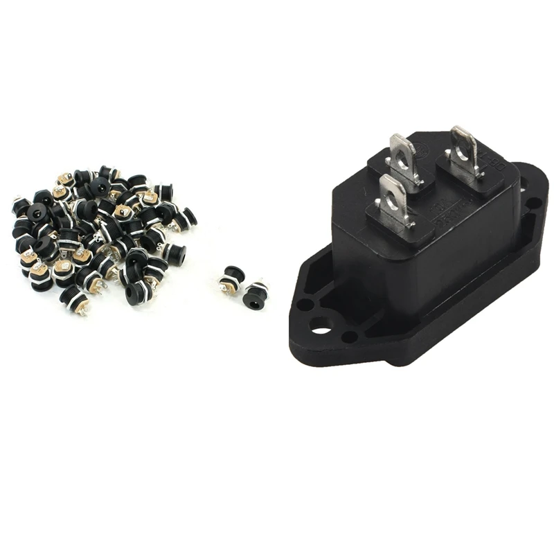 

2 Pcs Screw Mount 3 Pins IEC320 C14 Inlet Power Plug Socket & 50 Pcs DC-022 5.5-2.1Mm Hole Threaded Nut Panel Mounting