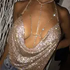 Пикантные туфли на металлическом Стразы Летний Топ для женщин со стразами, обувь для ночного клуба вечерние y2k женские топы на бретельках, с бисером, открытая спина, без бретелек, с блестками топы с бретельками