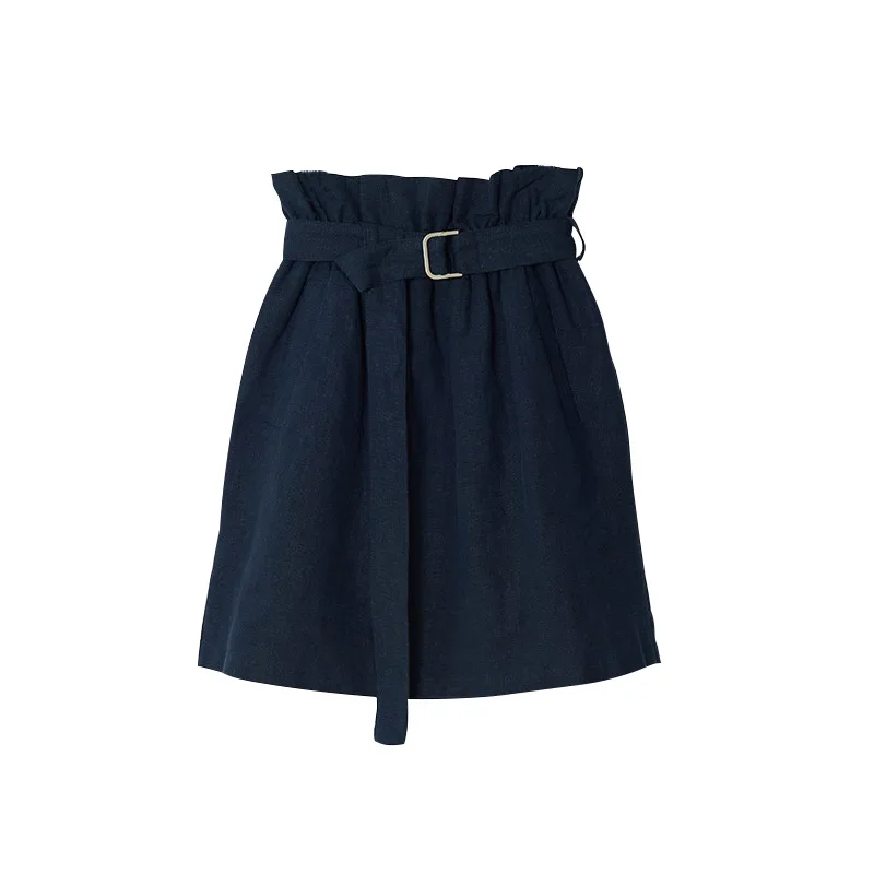 

Skirt women's spring and summer new ins super fire solid color imitation cotton hemp hip skirt natural waist lace loose skirt