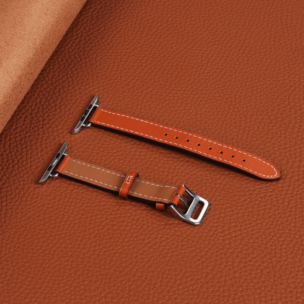 Leather Double Tour Strap For Apple Watch Band Ultra 49mm Sport Bracelet For iWatch 8 7 6 SE 40/44mm 41mm 45mm 38/42mm Watchband