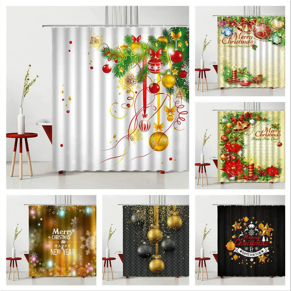 

Рождественская занавеска для душа, Рождественская занавеска для ванной, рождественский подарок, омела, рождественское домашнее украшение ...