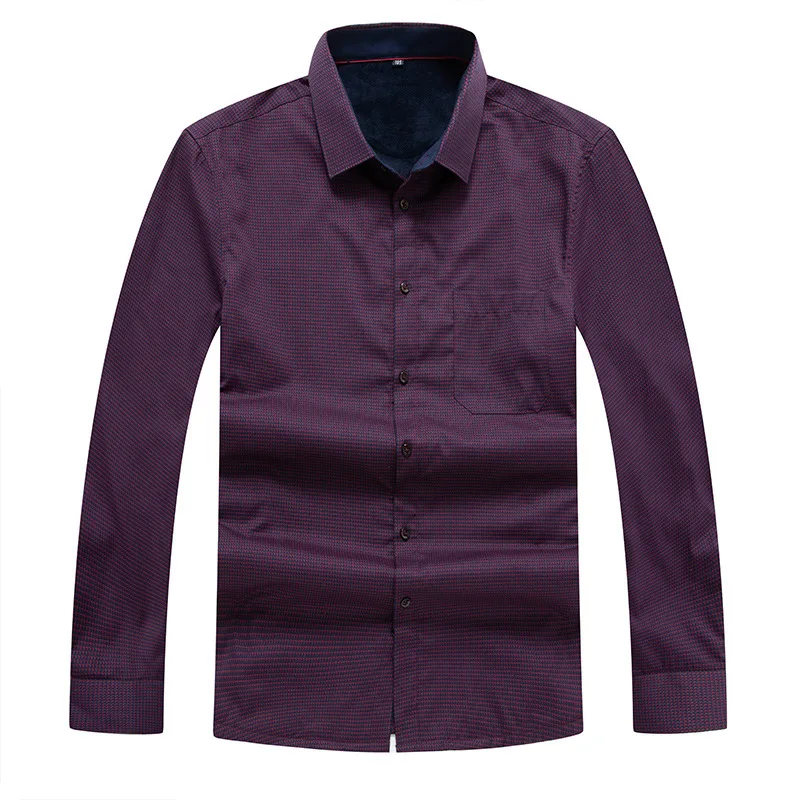 

Fashionable fat plus size winter Plush thick shirt middle aged men's warm bottomed cotton shirt casual top