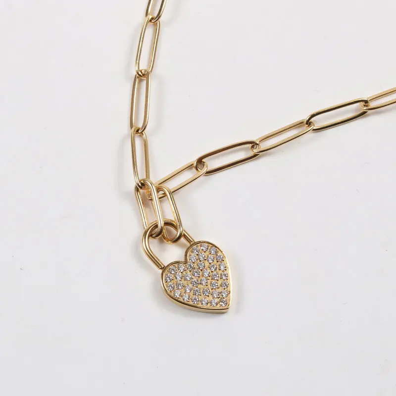 

Stainless Steel Jewelry Zirconia Pave Heart Pendant Necklace