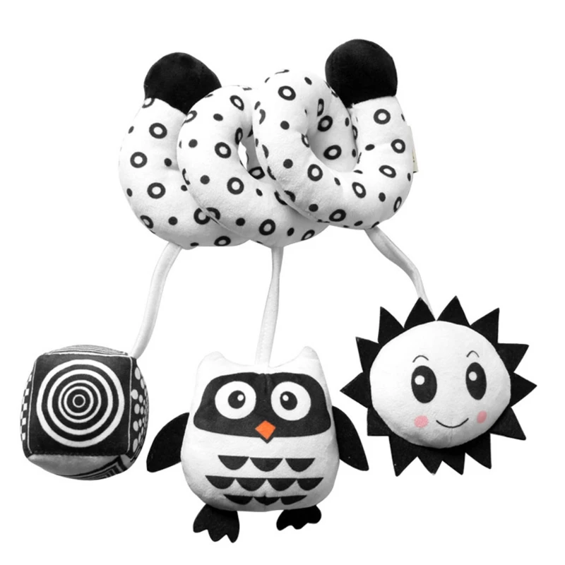 

1Pc Baby Car Seat Toy Soundable Hanging Plush Ring Toys for Crib Bar Rattle Teether with Animal Soft Plush Ring Bell