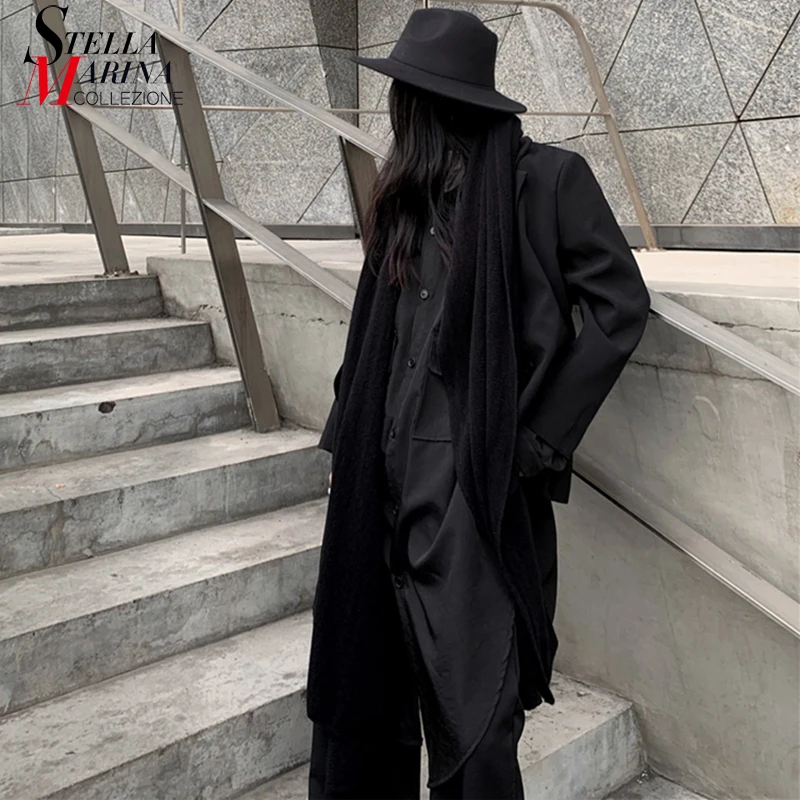 Новинка 2019 корейский стиль Женский Однотонный черный комплект из двух предметов