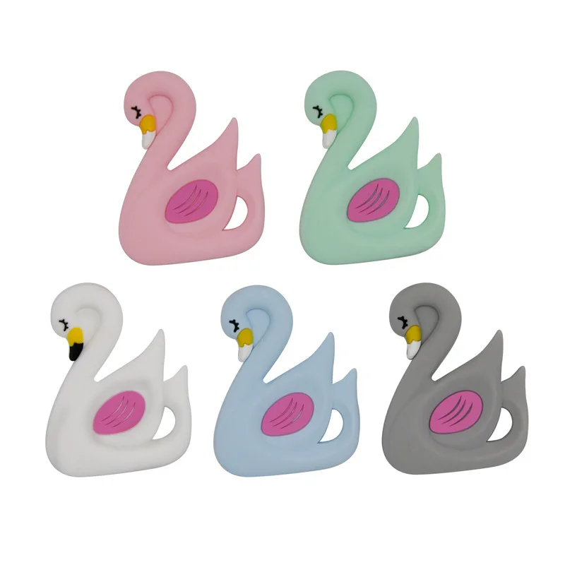 

Newest Silicone Swan Teether Baby Portable Shower Chewing Pendant Nursing Sensory Teething Pacifier Dummy Toys Gift