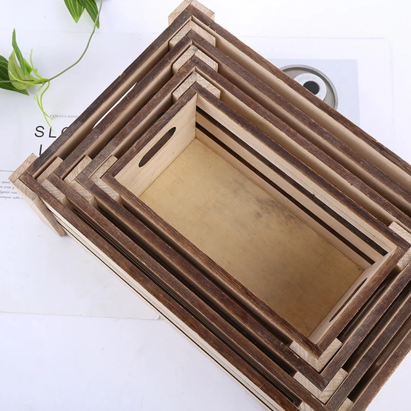 

Creative Rectangular Wooden Desktop Storage Basket Desk Organizer Box Desktop Sundries Collection Arrangement Eco Home P31E