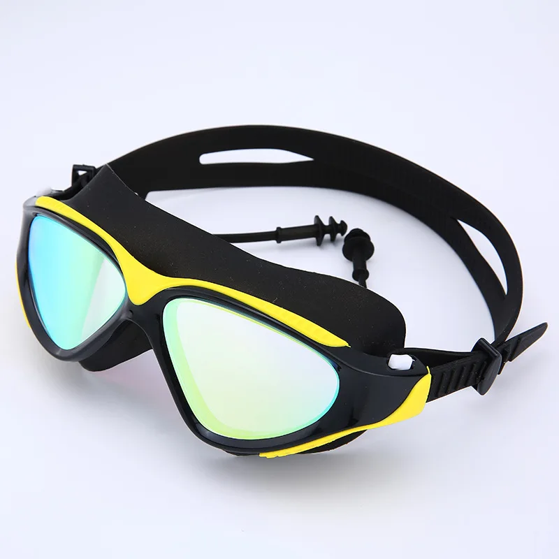 

Очки для плавания с большой оправой, ослепляющие цветные наушники, взрослые, с высоким разрешением, противотуманные водонепроницаемые очки...