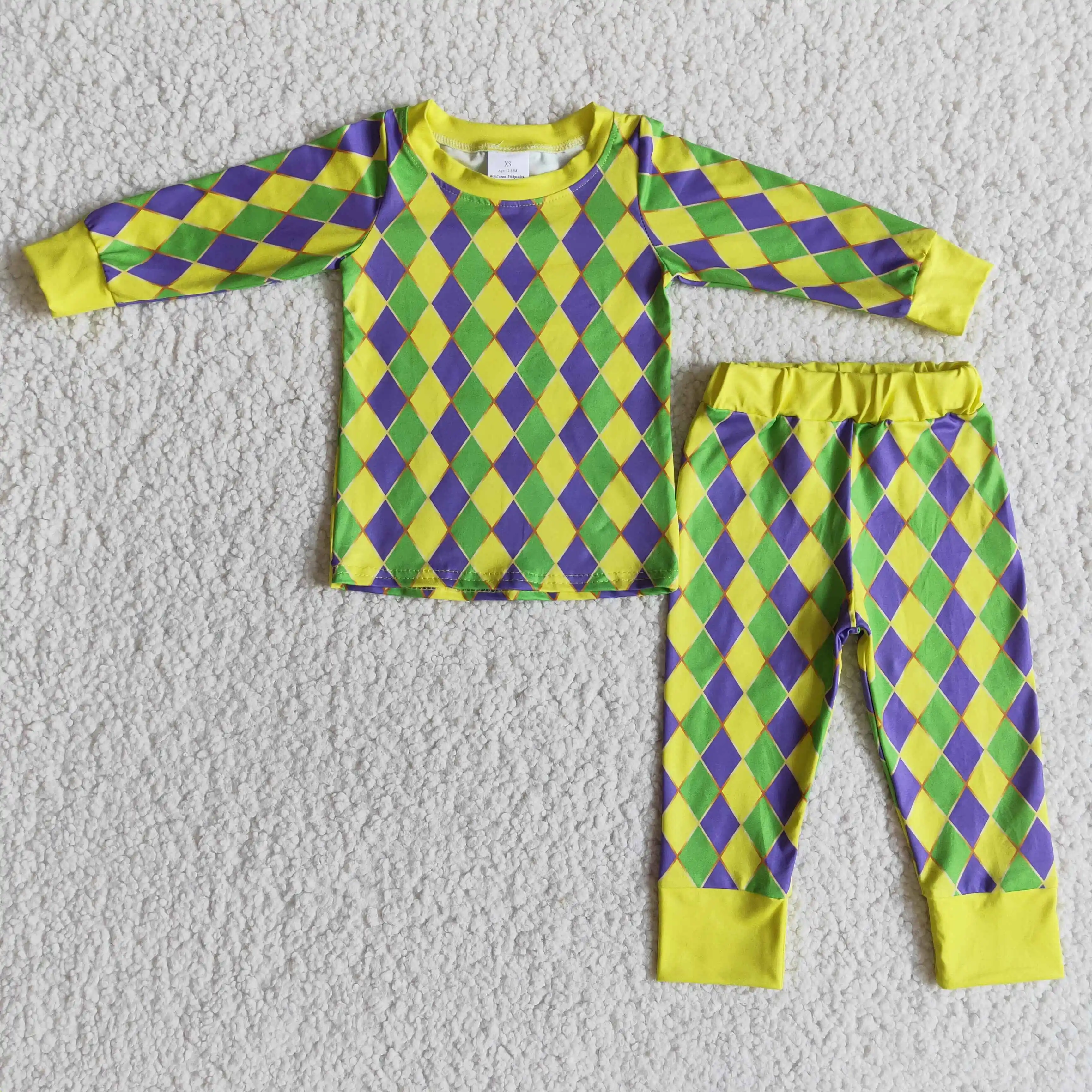 

Mardi Gras Kids Girls Boys Long Sleeve Pajamas Clothing Outfit