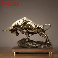 golden year of ox lucky decoration light luxury high grade resin cast copper european style desktop creative personalized gift