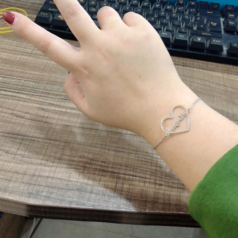 Браслет с именем сердца на заказ мужские ювелирные изделия персонализированный