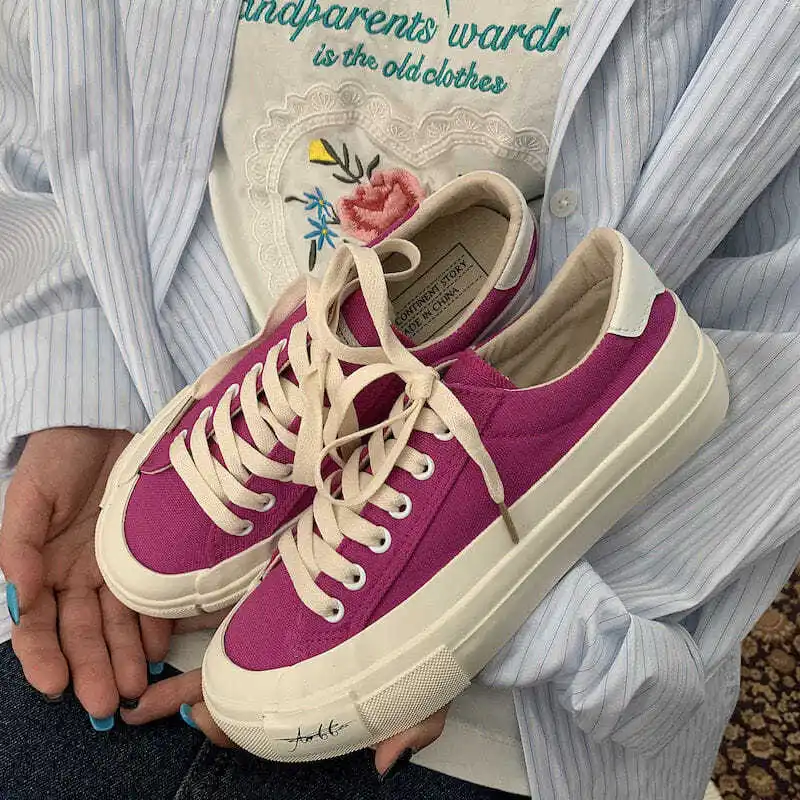 

QWEEK 2021 Women's Sneakers Kawaii Shoes Fashion Platform Casual Flats Harajuku Vulcanized Cute Female Athletic Dropshipping