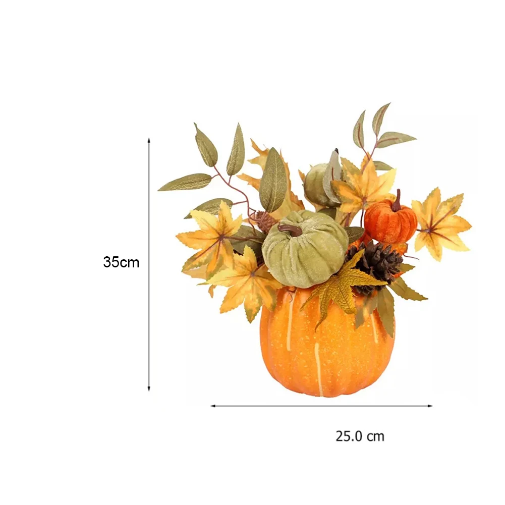 

Artificial Maple Pumpkin In Pots Faux Flowers Thanksgiving Potted Artificial Flowers Bouquet For Mall Decoration Table Decor