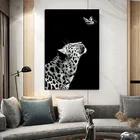 Современный плакат с животными, живопись Черно-белая леопардовая живопись, холст, настенные картины, домашние декоративные картины для гостиной