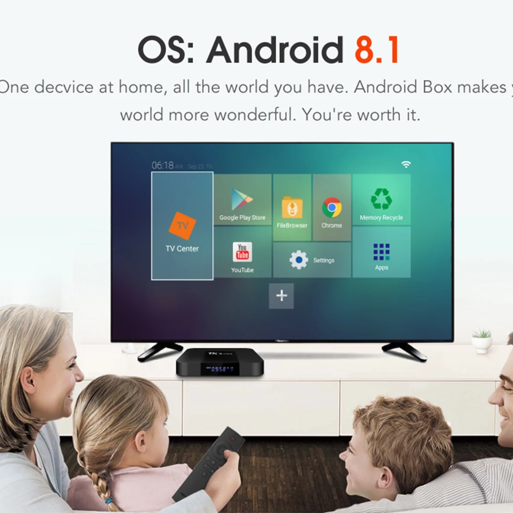 Мини-смарт-ТВ-бокс Crenova TX3 Android 8 1 2 Гб 16 четырехъядерный телеприставка 4K WiFi