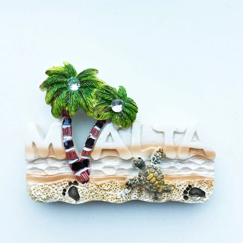 

QIQIPP Mediterranean Malta Creative Travel Souvenir Gift Coconut Sea Turtle Three-dimensional Magnetic Fridge Magnet
