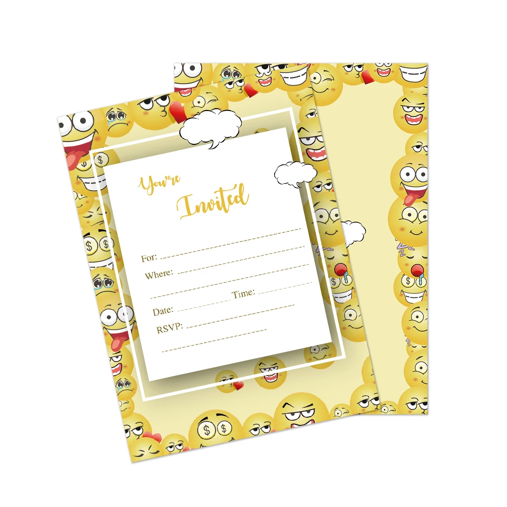 10 шт. милые Мультяшные Пригласительные открытки с надписью День рождения